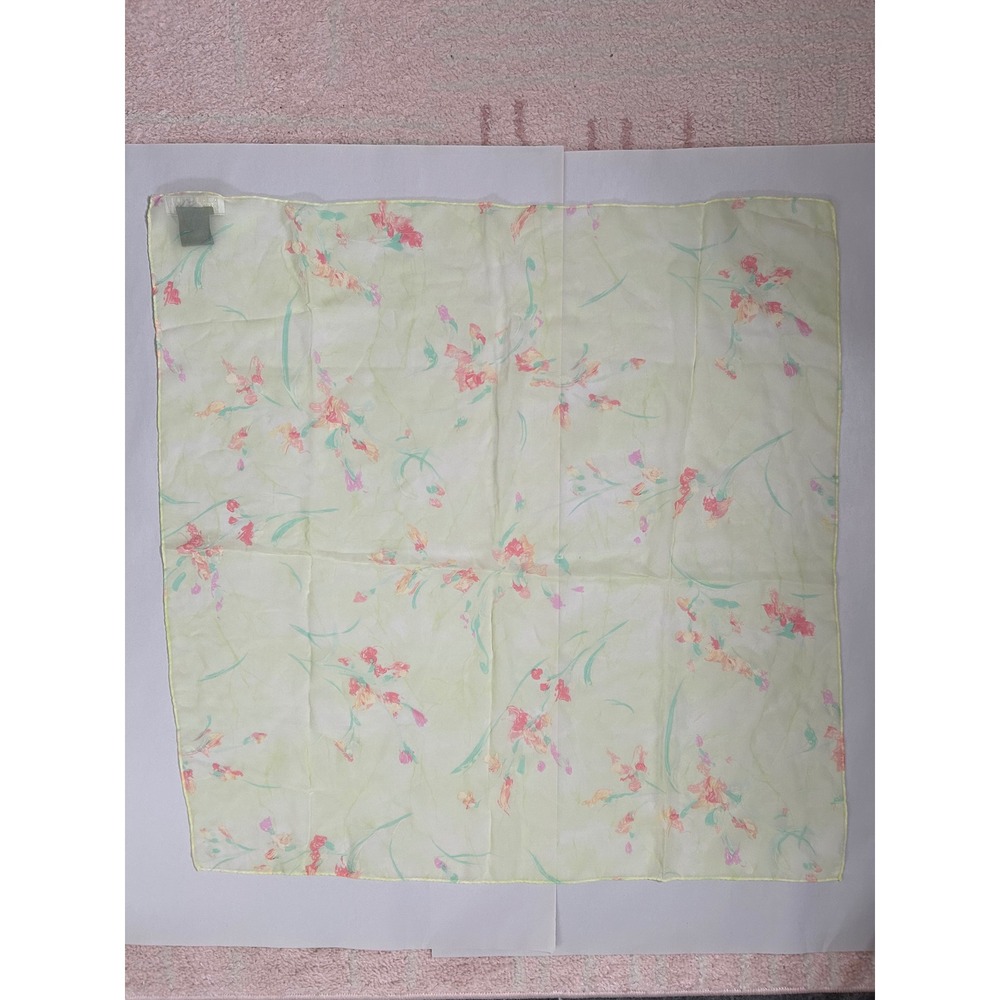Vintage 90's 20 Years Escada Floral Silk Scarf Yellow Green Coral Purple Italy